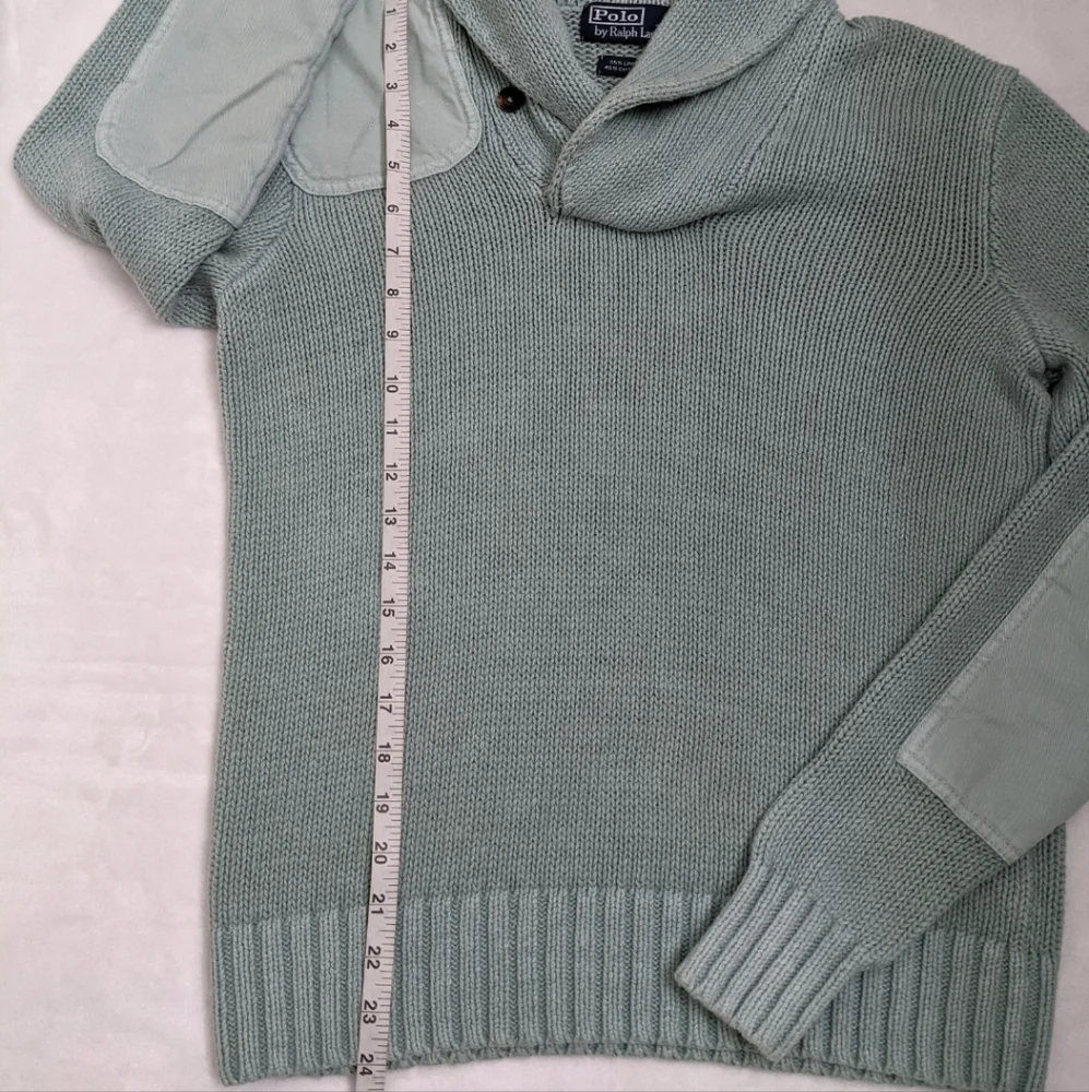 Polo by Ralph Lauren Rare Linen Patch Shawl Collar Sweater - Picture 3 of 6